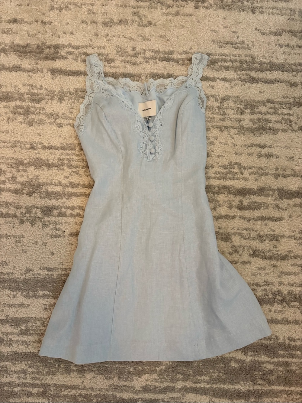 Reformation Kaya Light Blue Linen Mini Dress Size 2